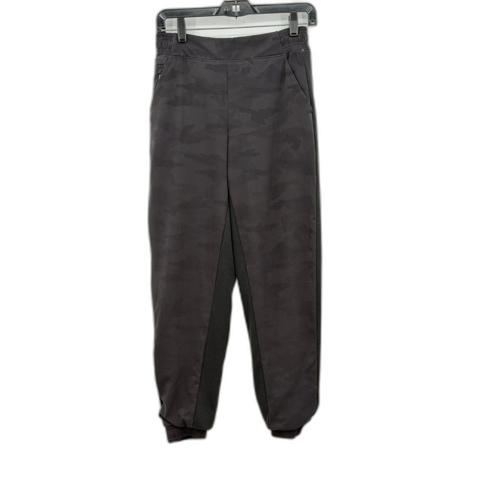 Athleta Black Gray Camo Jogger Size 2 RUNS BIG Ankle Casual Comfy Lined Fall